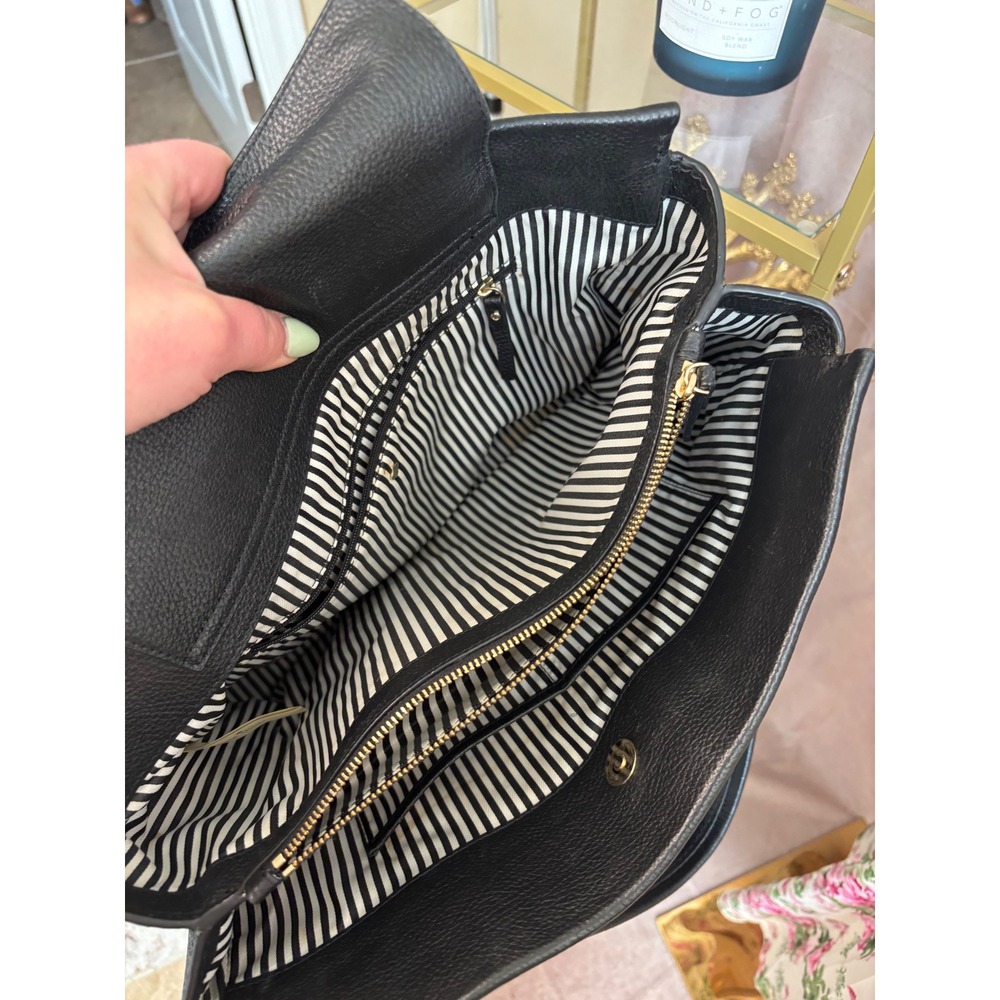 Kate Spade Black Pebbled Leather‎ Tassel Tote Bag Triple Compartment Satchel - Picture 6 of 7